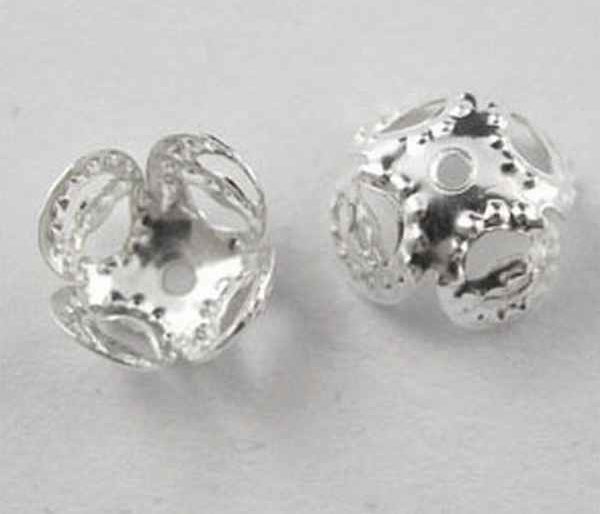 Coupelles de perles pétales 8mm argenté