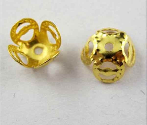 Coupelles de perles pétales 8mm doré
