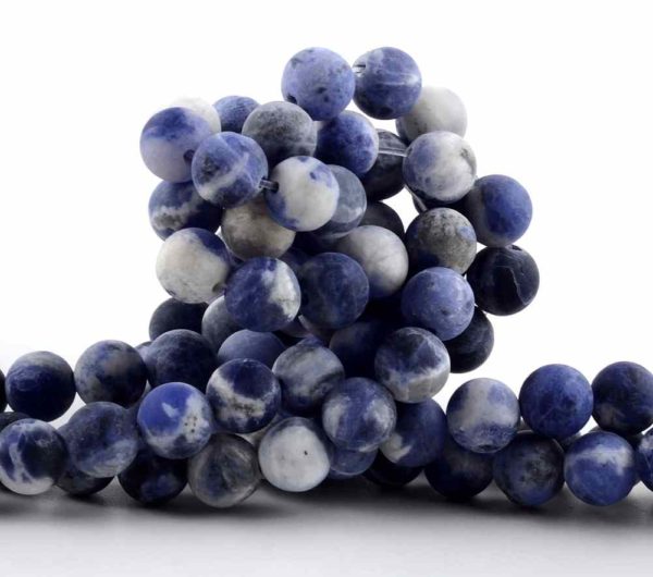 Perles rondes en sodalite bleue aspect givré 8mm