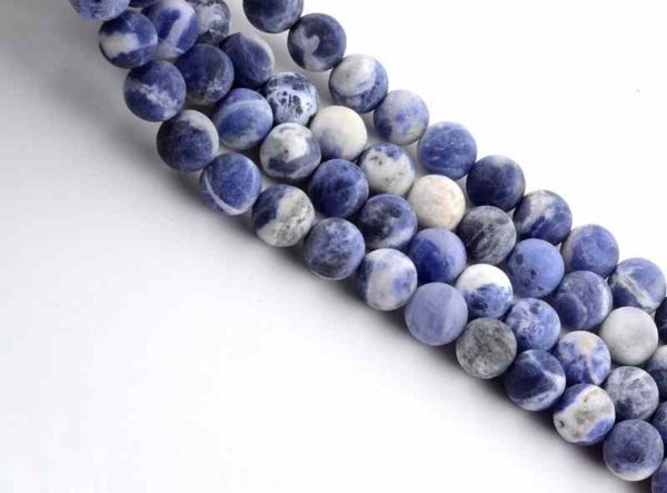 Perles rondes en sodalite bleue aspect givré 4mm