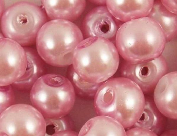 Perles nacrées en verre 3mm rose