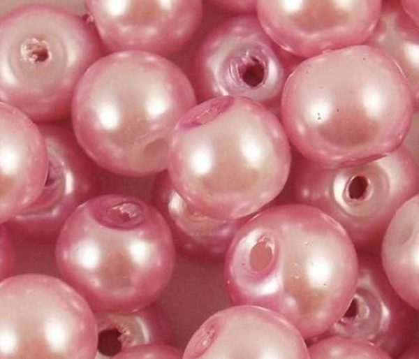 Perles nacrées en verre 3mm rose