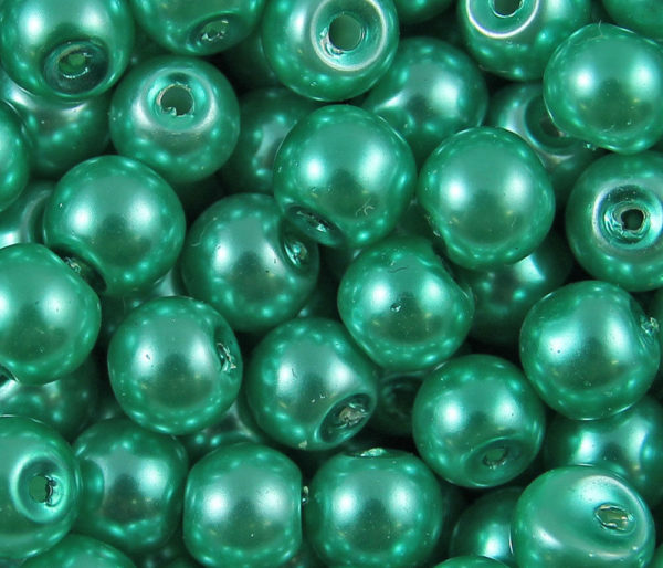 Perles nacrées en verre 4mm turquoise