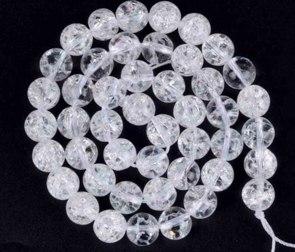 Perles craquelées en cristal de roche 6mm
