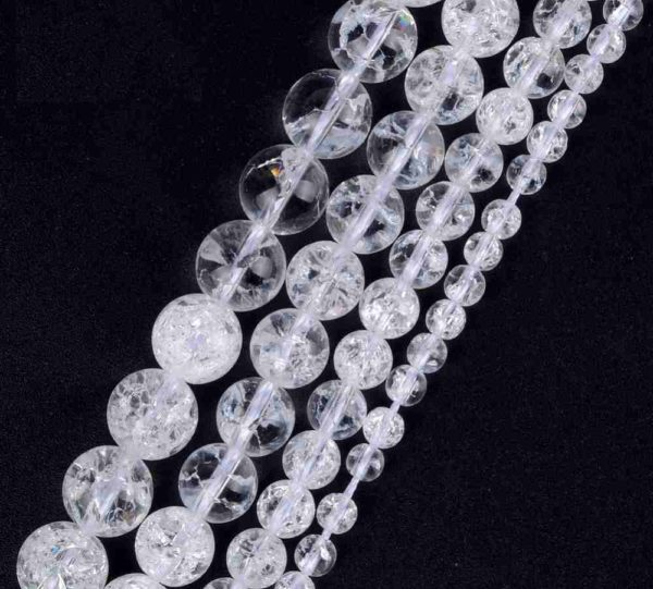 Perles craquelées en cristal de roche 10mm