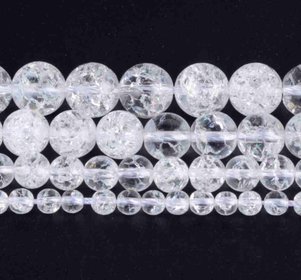 Perles craquelées en cristal de roche 6mm