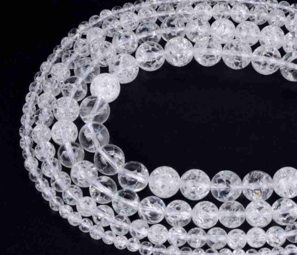Perles craquelées en cristal de roche 8mm