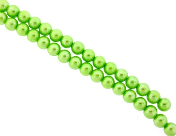 Perles nacrées en verre 4mm vert citron