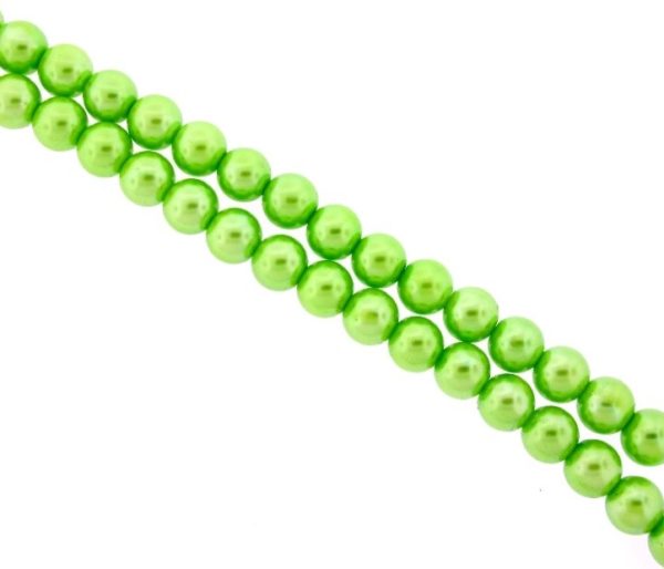 Perles nacrées en verre 4mm vert citron