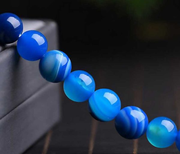 Perles rondes en agate bleue 8mm