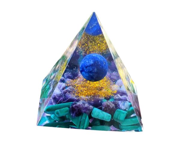 Pyramide orgonite avec Malachite et Lapis-lazuli