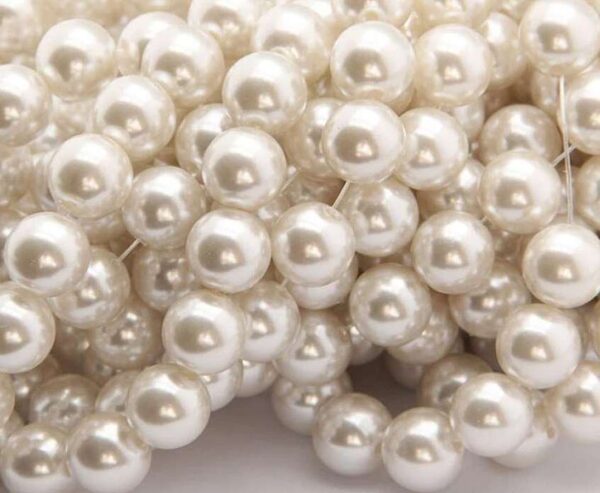 Perles nacrées en verre 3 mm couleur crème