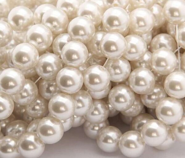 Perles nacrées en verre 3 mm couleur crème