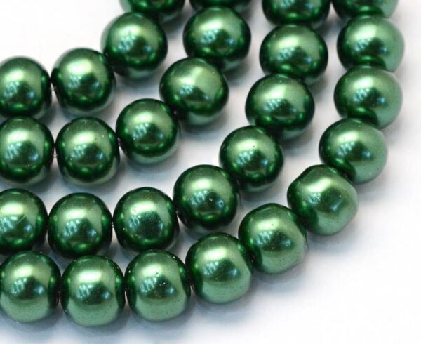 Perles nacrées en verre 3 mm vert foncé