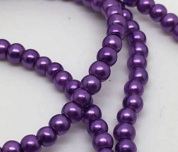 Perles nacrées en verre 3 mm violet