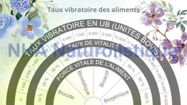 Planche de radiesthesie taux vibratoire des aliments modele fleurs aquarelle