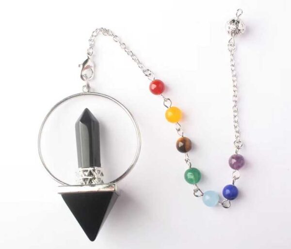 Pendule en Agate Noire Pyramide avec pointe hexagonale