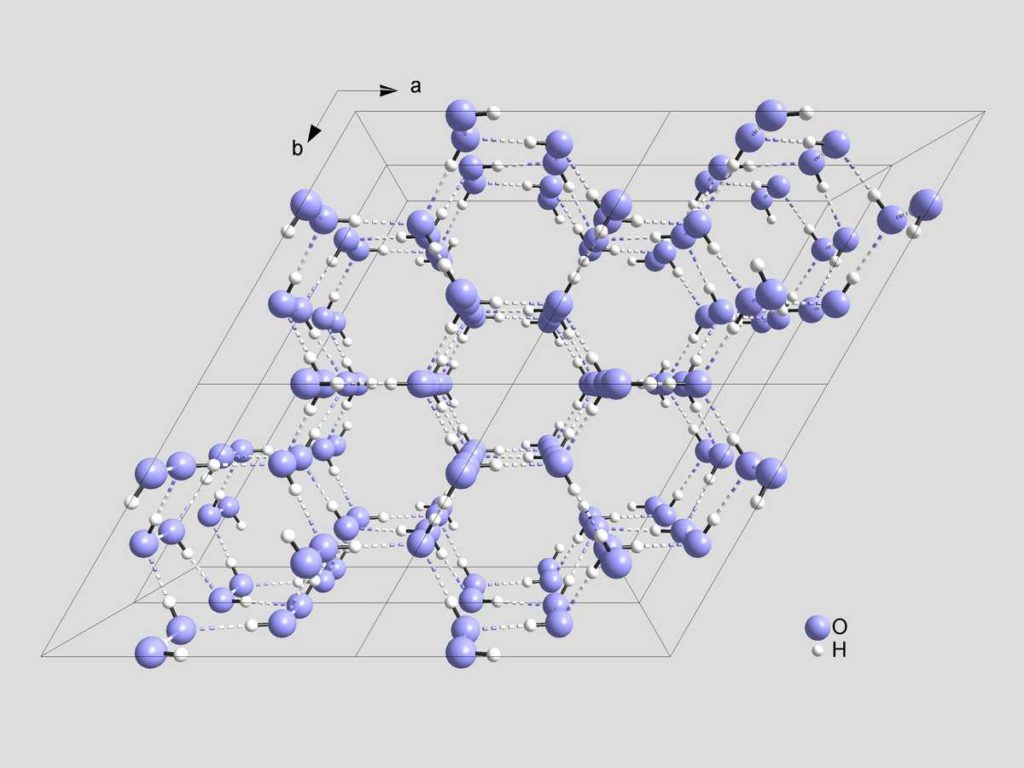 Structure cristalline eau avec liaison hydrogène